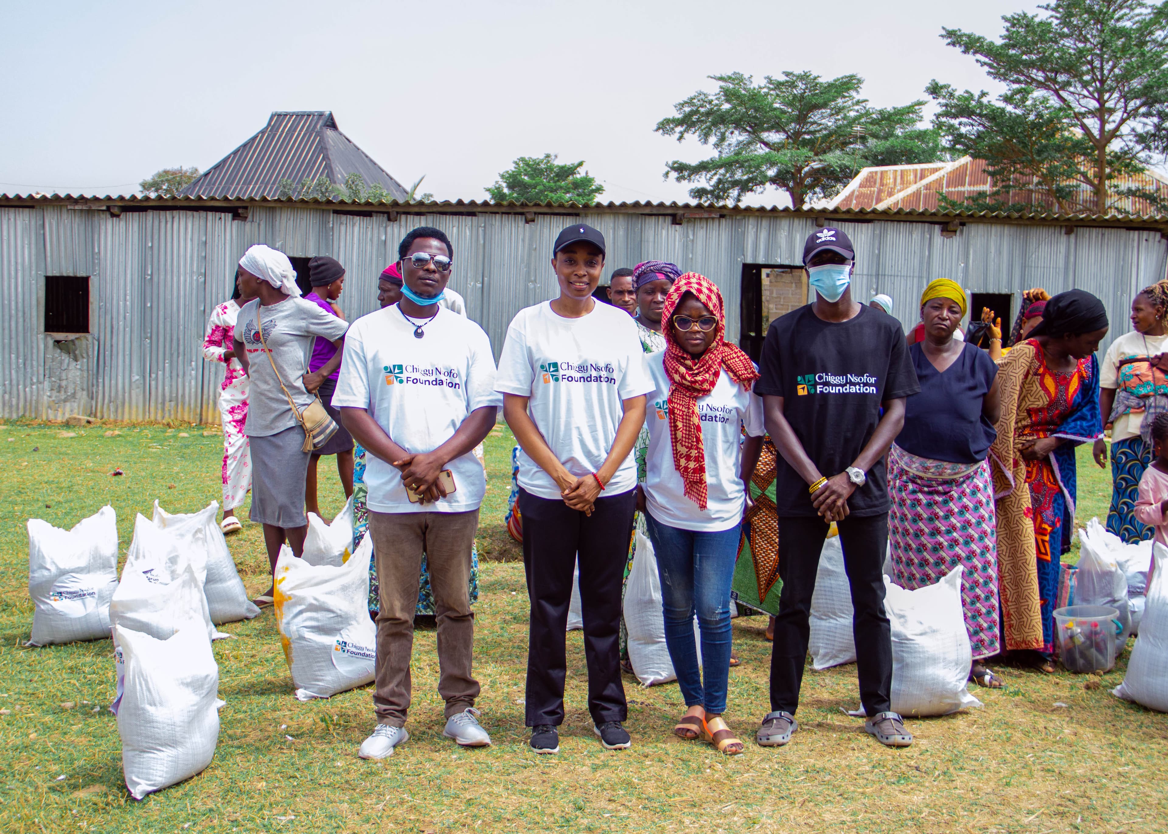 CNF volunteers with food relief supplies during outreach in Mangu, Plateau State