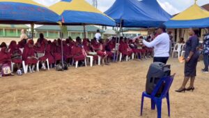 Chiggy Nsofor encouraging the students to strive to be who they want to be in the future.